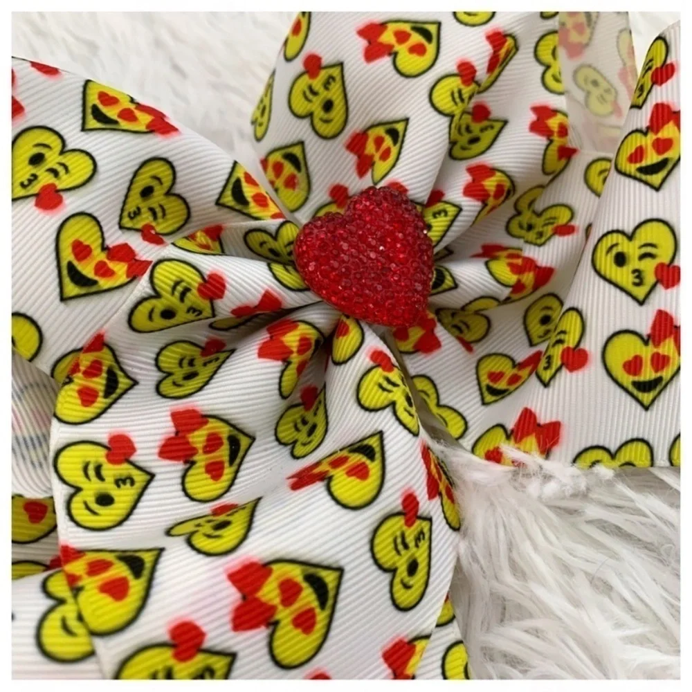 JoJo Siwa Heart Rhinestone Mermaid Cheer Large Bow Clip New Multicolor Ribbon